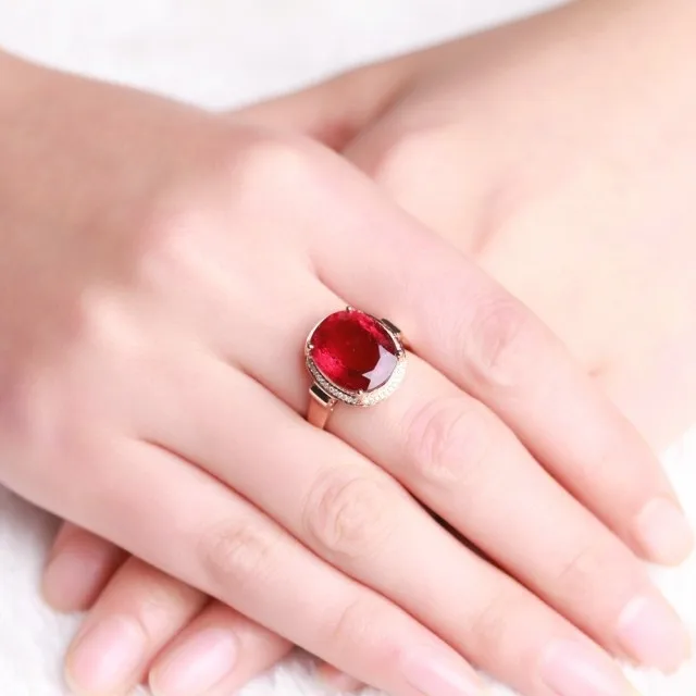 Роскошный бренд GVBORI 18 К розовое золото Природный красный турмалин драгоценный камень и кольцо с бриллиантами для женщин ювелирные украшения вечерние/свадебные