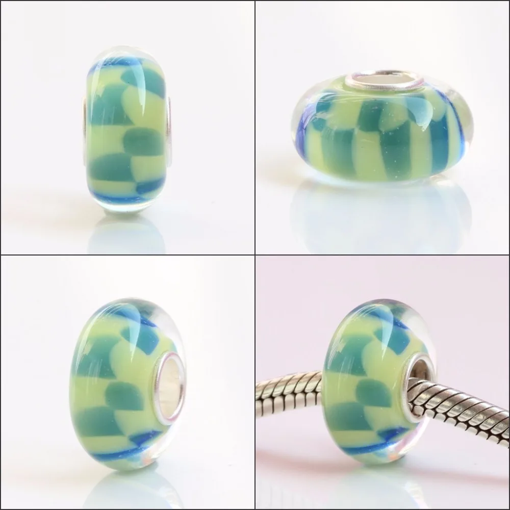 925 Sterling Silver Bead Charm With Glass Charms Compatible Fit Troll European Brand  DIY Bracelet Jewelry Gift For Woman (3)