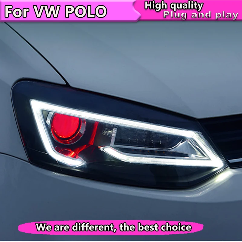 Car Styling for VW Polo Headlights with Dynamic turn signal 2009 2015