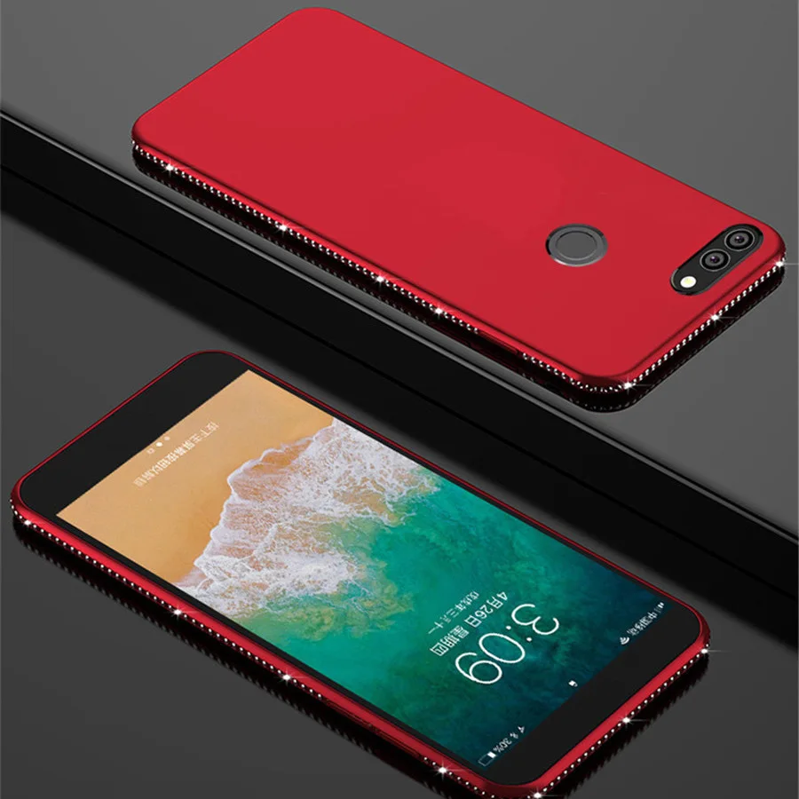 Однотонный матовый чехол из ТПУ для Huawei enjoy 8 plus блестящий с бриллиантами Y9 2018 Enjoy