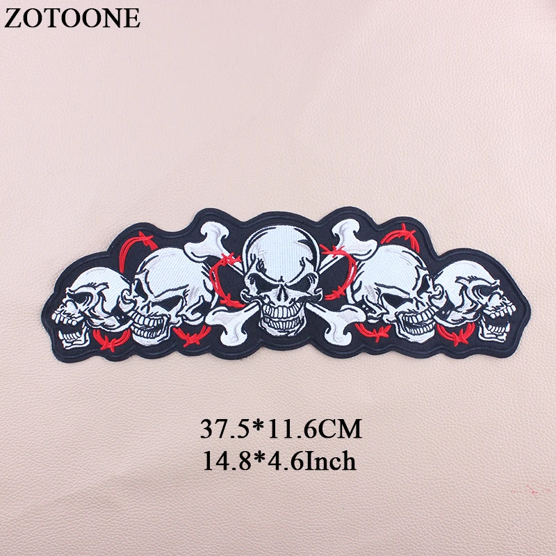 ZOTOONE 2018 новые большие нашивки с вышивкой в стиле панк военные утюгом черепами для