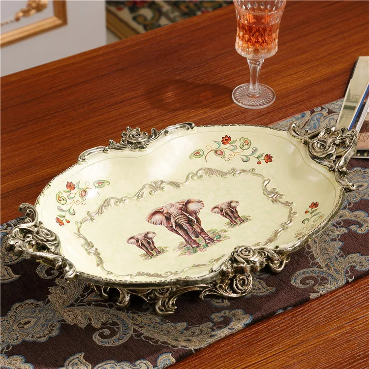 ^*Best Offers European compote retro luxury living room table decoration decoration Home Furnishing American Palace resin fruit plate
