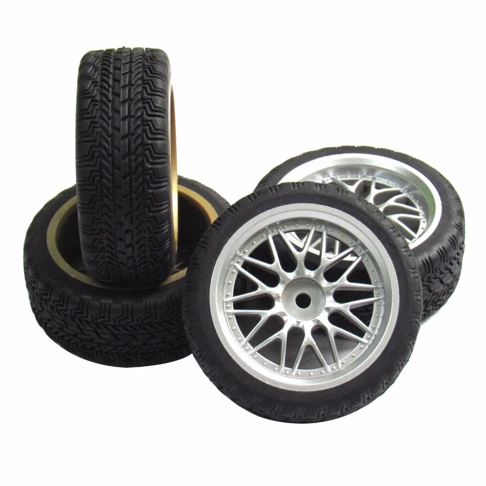4pcs 12mm Hub Wheel Rims & Rubber Tires for RC 1/10 on-road Touring Drift Car R 