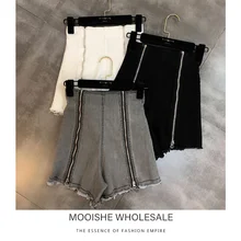 Новинка, женские шорты на молнии с кисточками, женские шорты с высокой талией, весенние и летние шорты