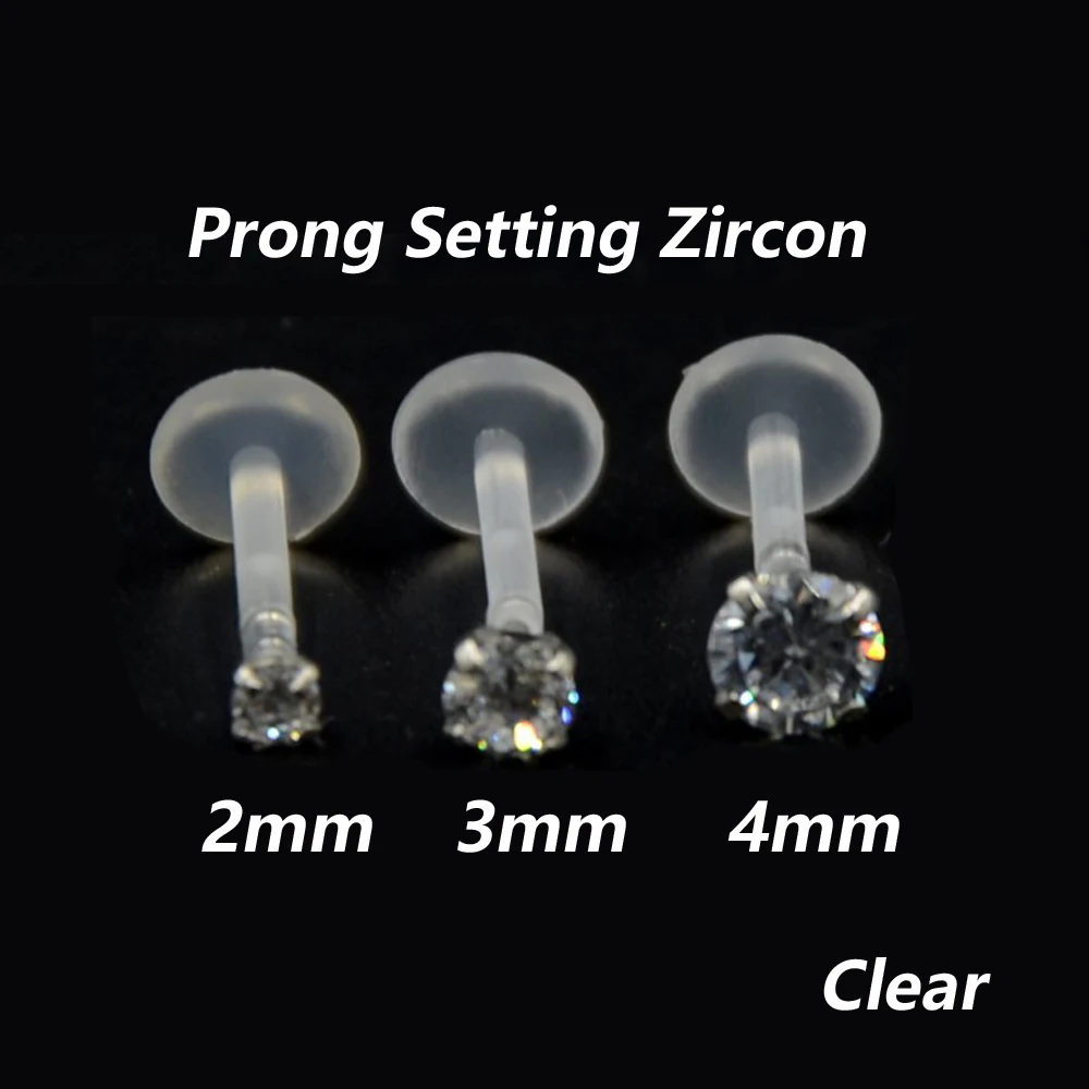Piercing Jewelry Ear Piercing Jewelry Body Piercing Jewelry Body Jewelry 1Piece Fashion Round Zircon CZ 316l Steel&PTFE Labret Lip Bar Ring Piercing Ear Cartilage Tragus Sexy Girl