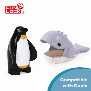 

Funlock Duplo Building Blocks 2pcs Ocean Animal Set with Wheel,Penguine Creative Toys for Kids
