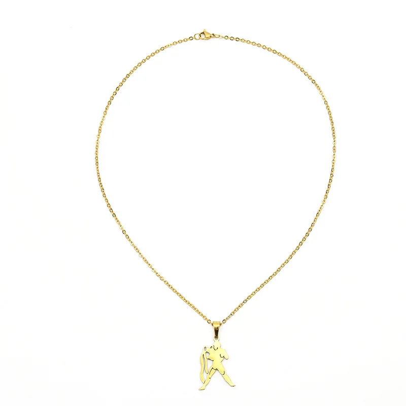 12 Constellation Pendant Necklaces Stainless Steel Zodiac Sign Virgo Libra Scorpio Necklace For Women Men Choker Collar Jewelry