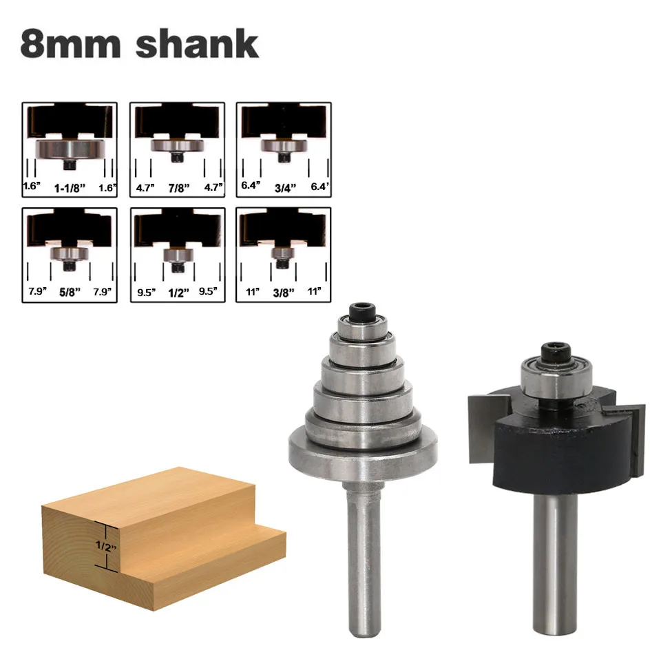 1 шт. 8 мм хвостовик 1/" H Фасонная фреза для вырезания желобков набор с 6 подшипниками Tenon деревообрабатывающие станки фреза Инструменты доллар цена
