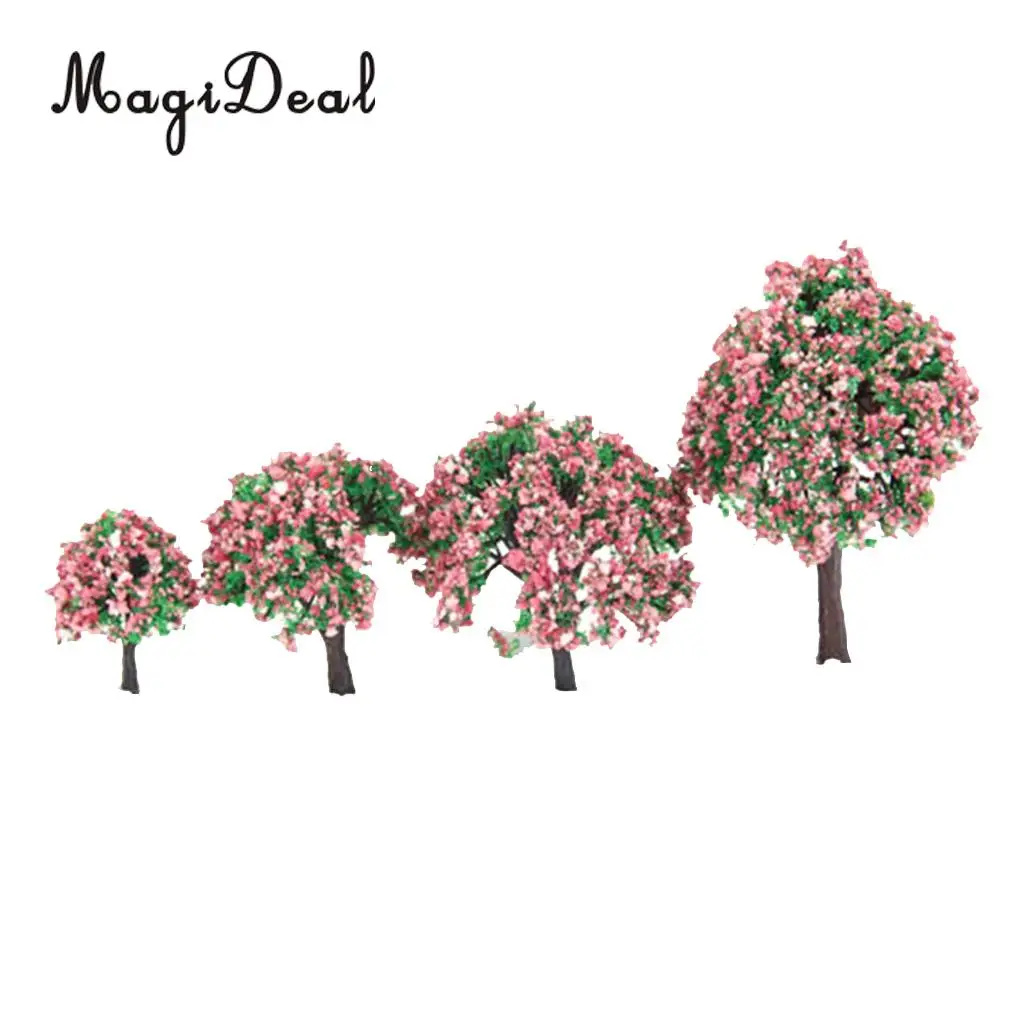 4Pcs Railroad Railway Street Road Park Garden Scenery Scene Landscape Sand Table Layout Model Trees 1.6- 3.94 Inch