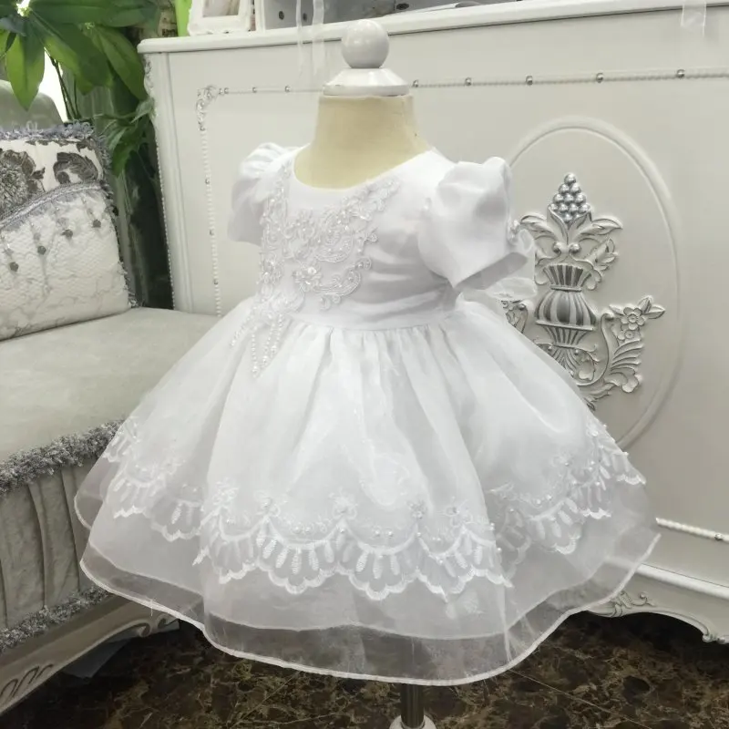 От 3 до 12 месяцев, Детские платья для крещения с хлопковой подкладкой белое платье для младенцев с вышивкой платья для причастия из органзы на крестины для девочек