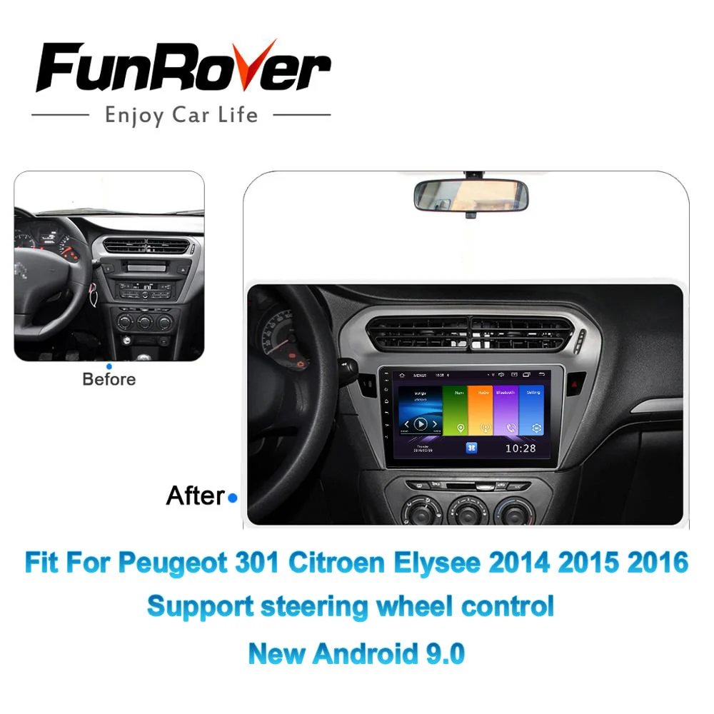 FUNROVER android 9,0 2.5D+ ips автомобильный dvd мультимедийный плеер для peugeot 301 Citroen Elysee- радио gps навигация Стерео RDS