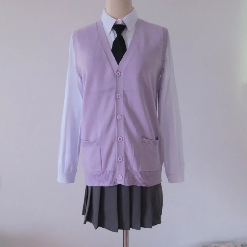Японский JK по низкой цене с v-образным вырезом кардиган-безрукавка жилет свитер - Цвет: Purple