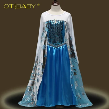 

Girl Elsa Princess Dresses Kids Long Sleeve Fancy Clothing Girls Snow Queen Cosplay Costume for Party Anna Childrens Fancy Dress