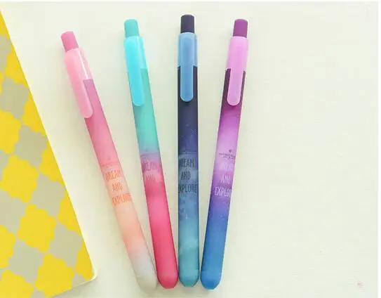 36 pcs/lot Starry sky gel pens for writing Cute 0.5mm black ink neutral pen Stationery Promotional Gift school office supplies - Цвет: mix 4 colors