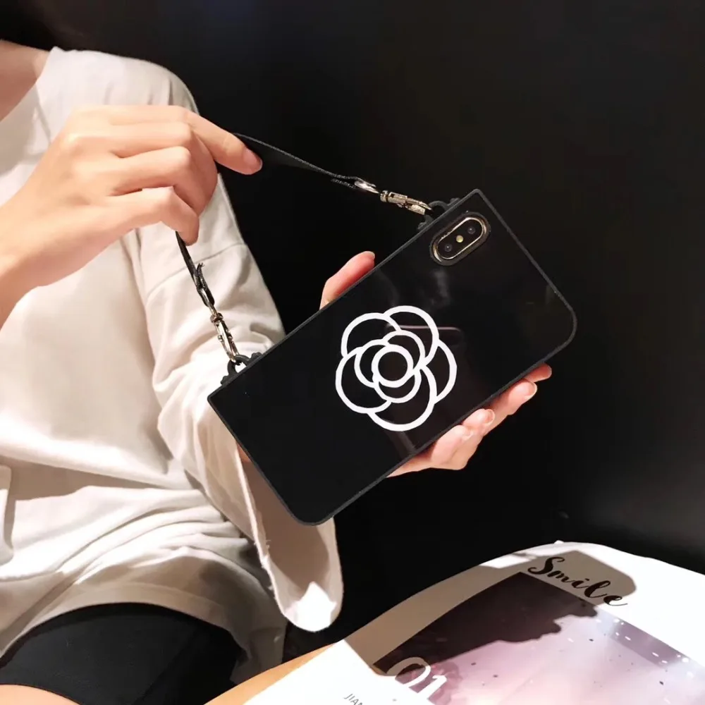 Aoweziic Камелия диагональная Длинная цепочка для iPhone Xs Max XR Чехол мобильного