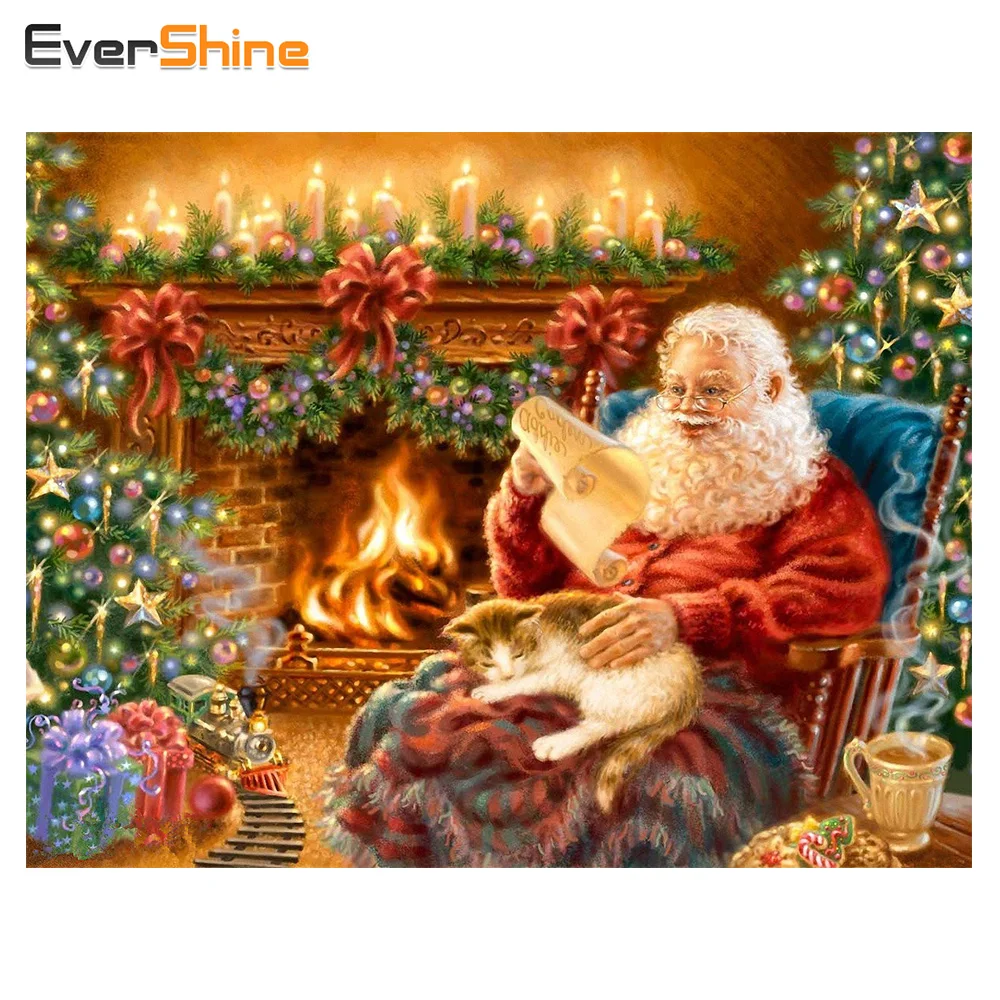 

EverShine Diamond Painting Cross Stitch Santa Claus Square Drill Wall Decor Rhinestone Embroidery Mosaic Handmade Christmas Gift