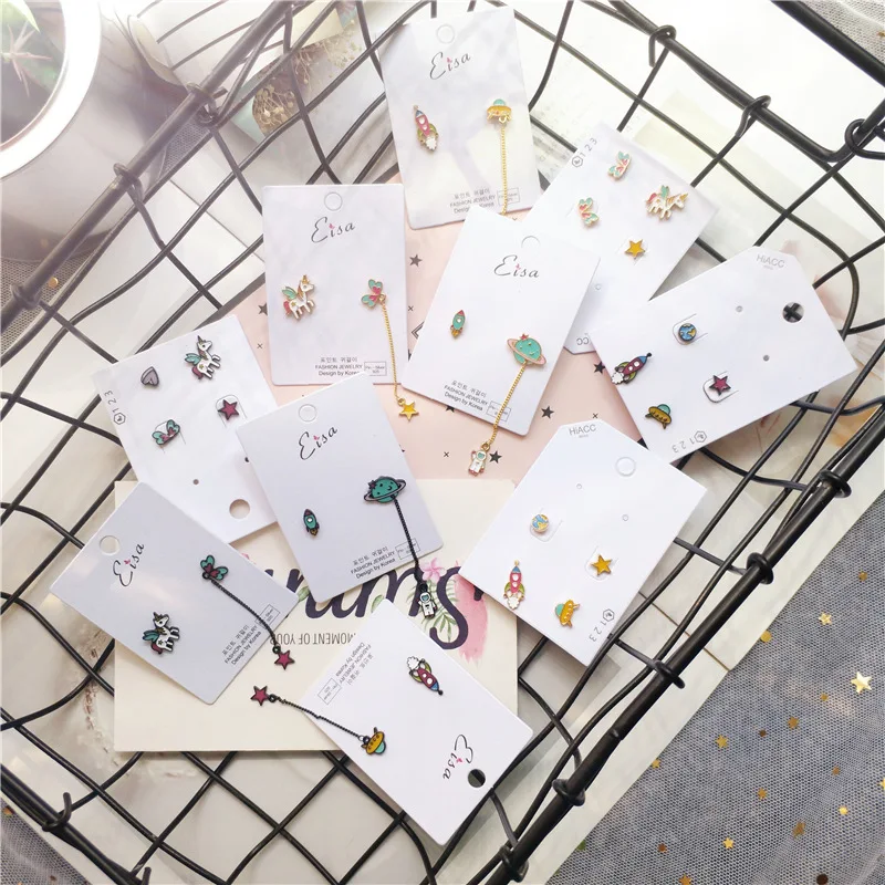 

Korea Handmade Cartoon Planet Horse Heart Star Anti-allergic Women Drop Earrings Bangle Earrings Fashion Jewelry-JQDPER286C