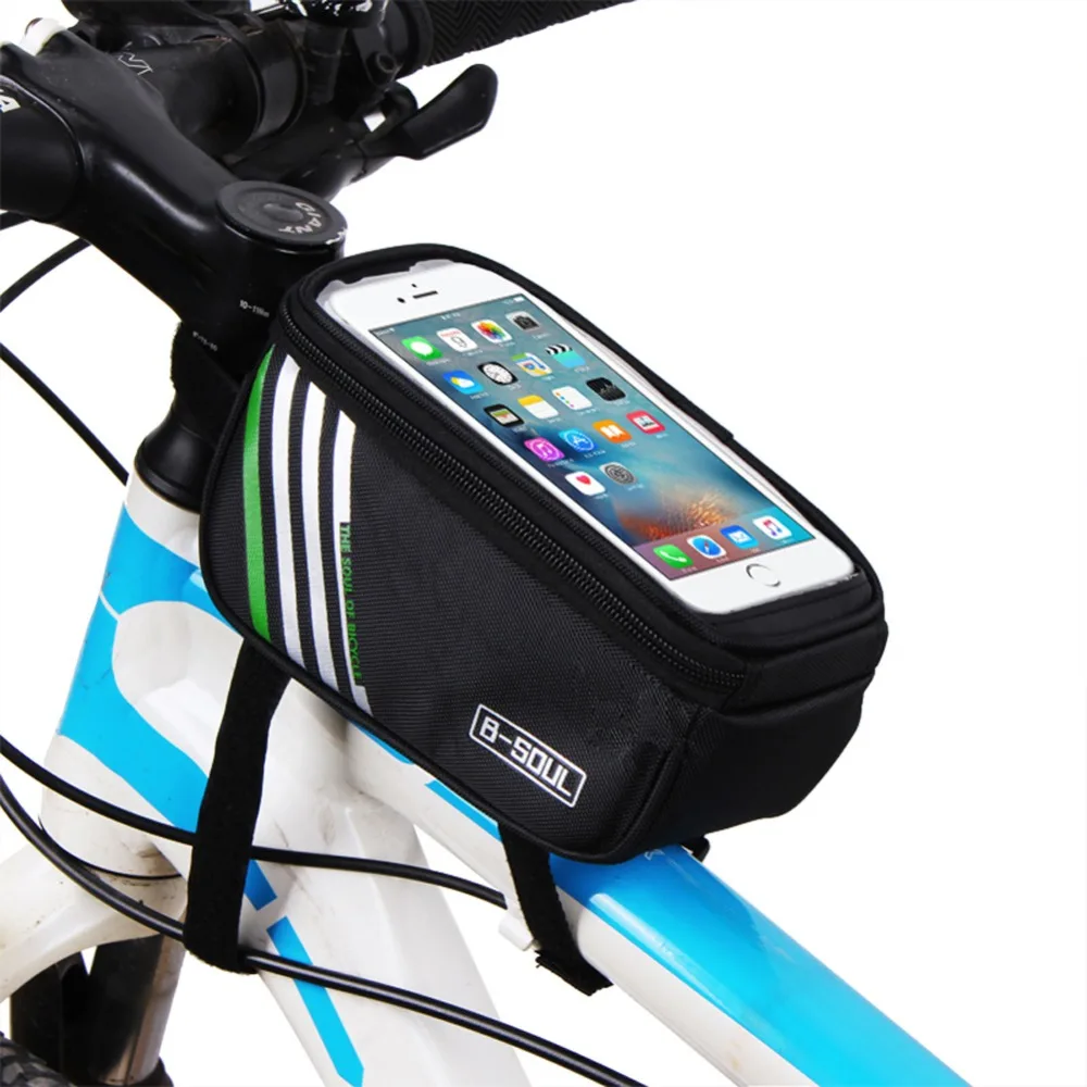 

B-SOUL 2019 Cycling Bike Front Frame Bag Tube Pouch Mobile Phone Storage Bag 1.5L/ 5.5 Inch Waterproof Touch Screen Bicycle Bags