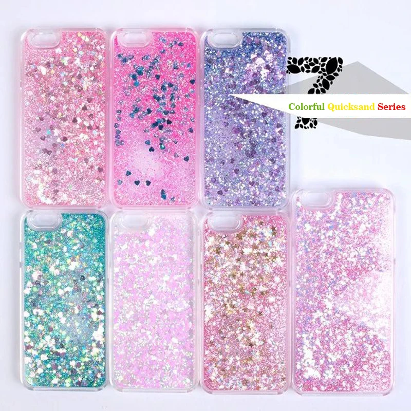 Goedkoop LISM Telefoon Case Hart Stars Glitter Cases Voor iPhone 6 6 S 7 Plus Dynamische Vloeibare Drijfzand Stars Soft TPU Voor iPhone 7