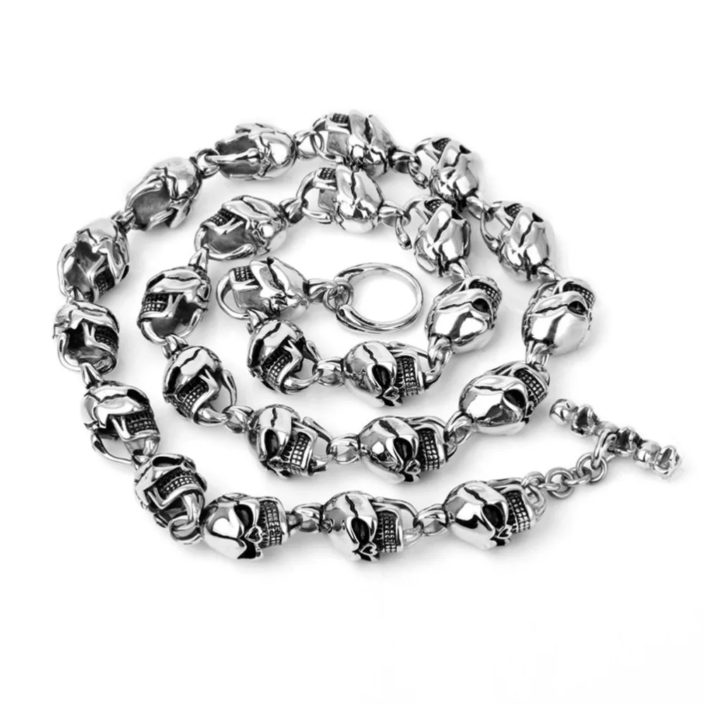 

316L Stainless Steel Hip Hop Mens Harley Jewelry Biker Huge Titanium Steel Skull Skeleton Necklaces Gothic Heavy Punk Necklace