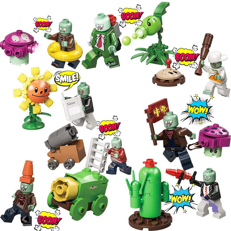 

New arrival Superhero Military Series Plants vs Zombies Mini Mutant Action Figures Building Blocks Toys for Children Gifts