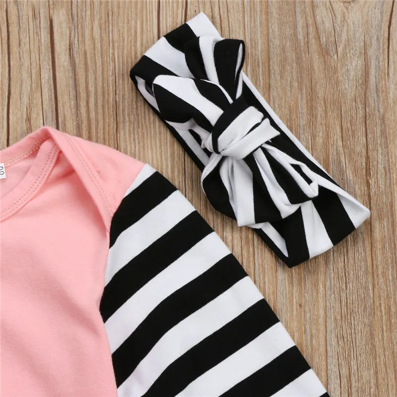 Новорожденных наряд для маленьких девочек Конверты для малышек письмо спальный мешок пижамы розовая головная повязка 2 шт. комплект