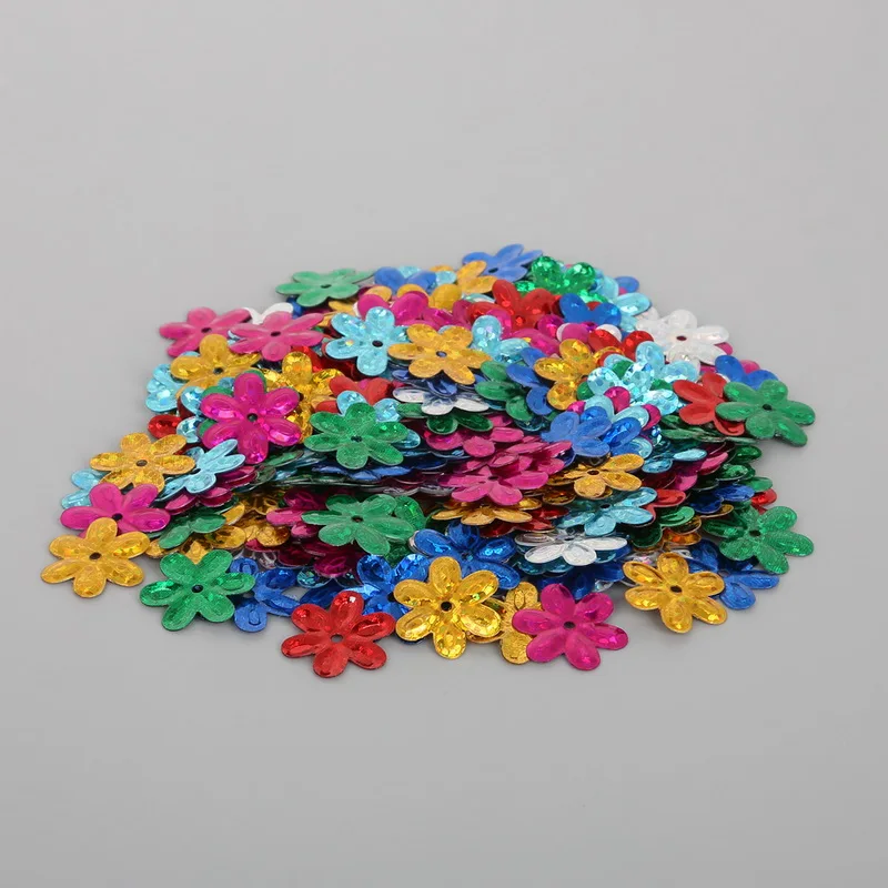 

400PCS 15mm Colorful Flat Snow Flower Sequins & Paillettes Craft For Wedding Decoration DIY Dress Skirt Cloth Accessories