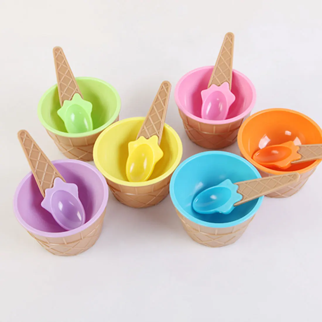 

1pcs Colorful lovely kids Ice Cream Bowls Ice cream Cup Couples Bowl Dessert ice cream bowl with a spoon Children Tableware Bowl