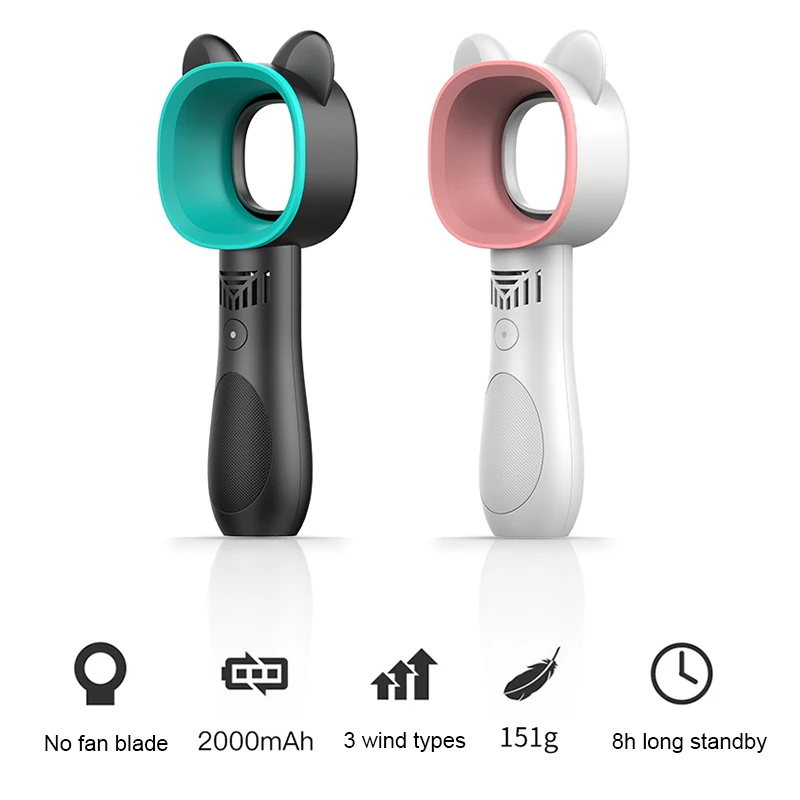 Высокое качество мини Bladeless вентилятор зарядка через usb мультфильм кошки уши 3 скорости портативный для домашнего офиса VE