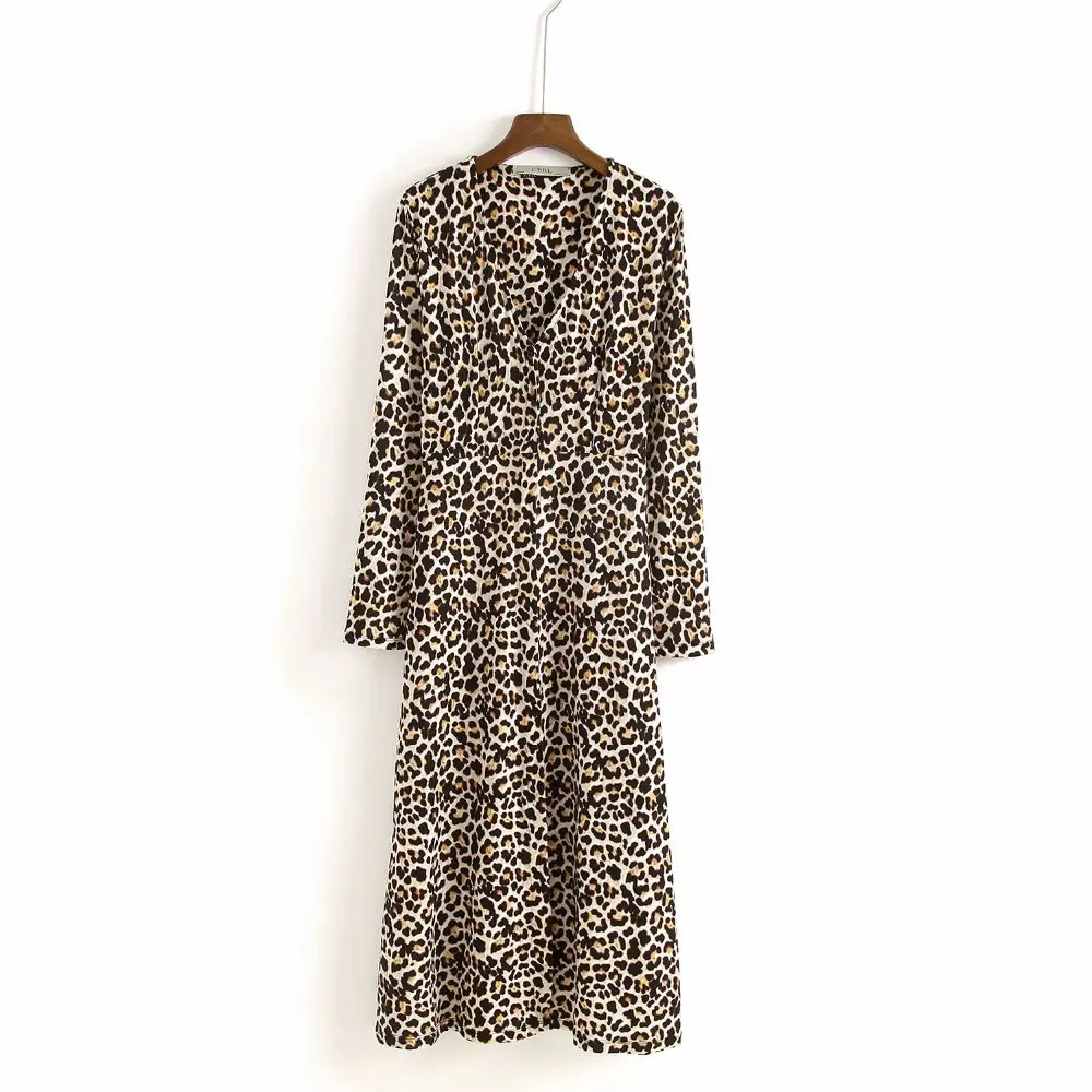 2019 весна za Для женщин leopard платье с принтом для девочек животных es vestidos течет