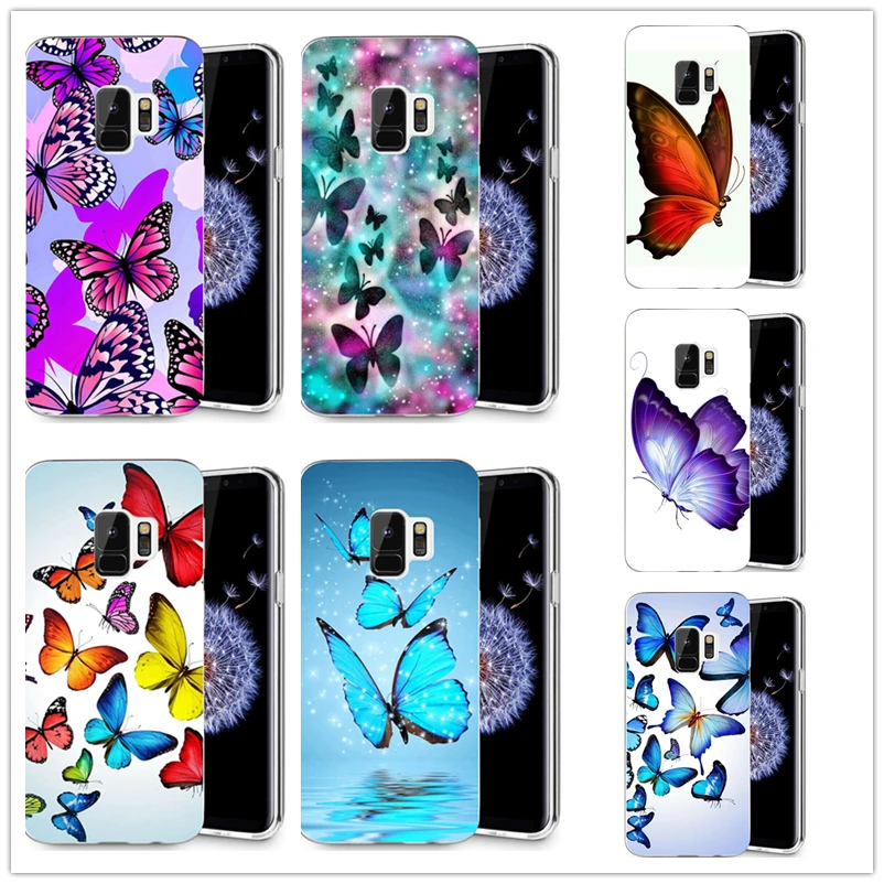 Soft TPU Pattern Case For Samsung Galaxy S3 S9 Plus S8 S7 edge Note 8 Butterfly Skull Painted R030 |