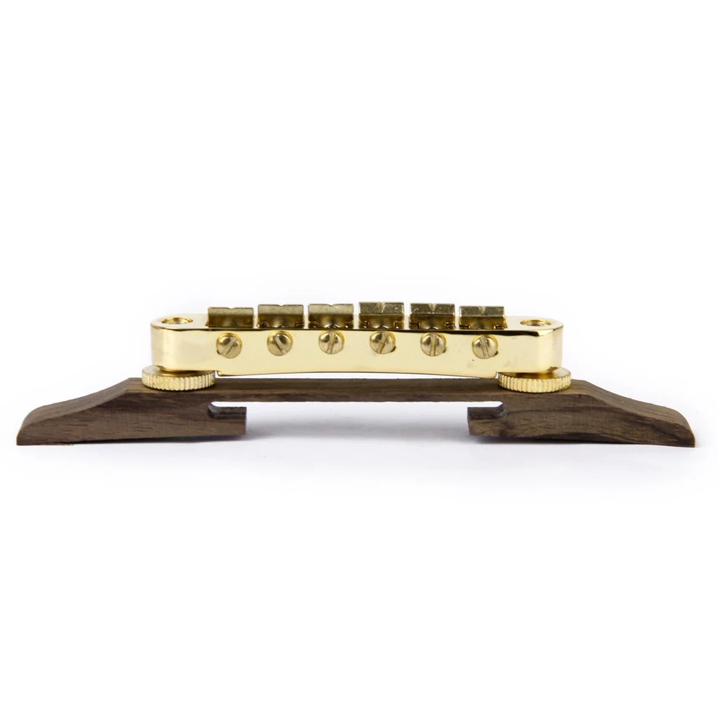 Archtop Jazz Guitar Rosewood Bridge With Golden Roller Saddle Adjustable Jazz Guitar Rosewood Bridge Saddles