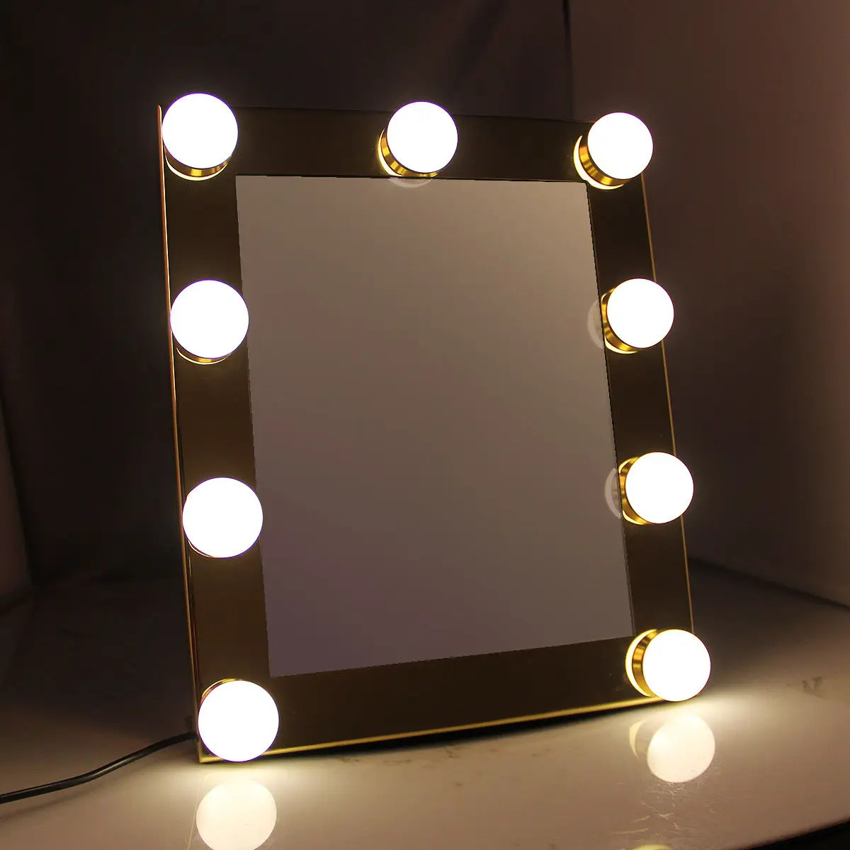 

Tabletops Lighted Makeup Mirror With 9 LED Bulb Lights Touch Stage Screen Beauty Mirror Adjustable Cosmetic Tool