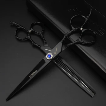 

7 inch barbering scissors hairdressers scissors thinning scissors Black scissors set hair salon equipment