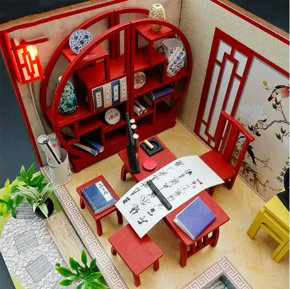 Кукольный домик миниатюрная мебель кукольный домик Сделай Сам миниатюрные домики комната коробка театральные игрушки для детей китайский стиль