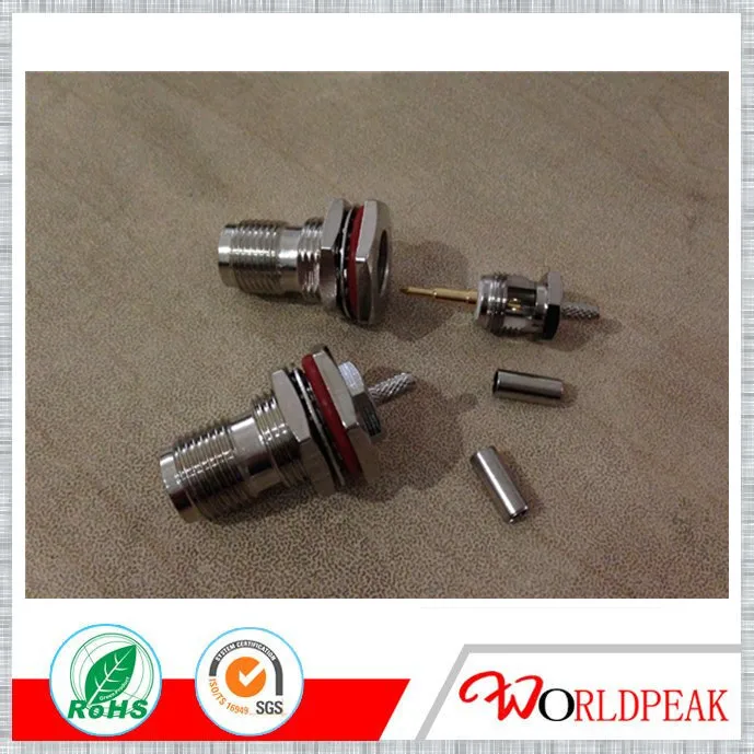 

Free shipping 10pcs RP TNC Crimp Jack Female bulkhead RF connector for RG174 RG178 RG316 Coax cable