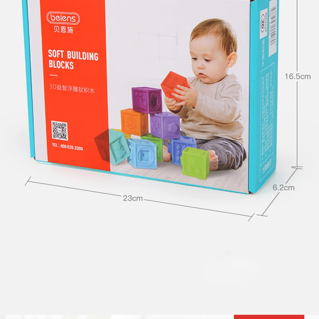 12Pcs Soft Building Blocks Number Cubes - Children Kid Educational Toy Stacking Color & Shapes Sorting Game