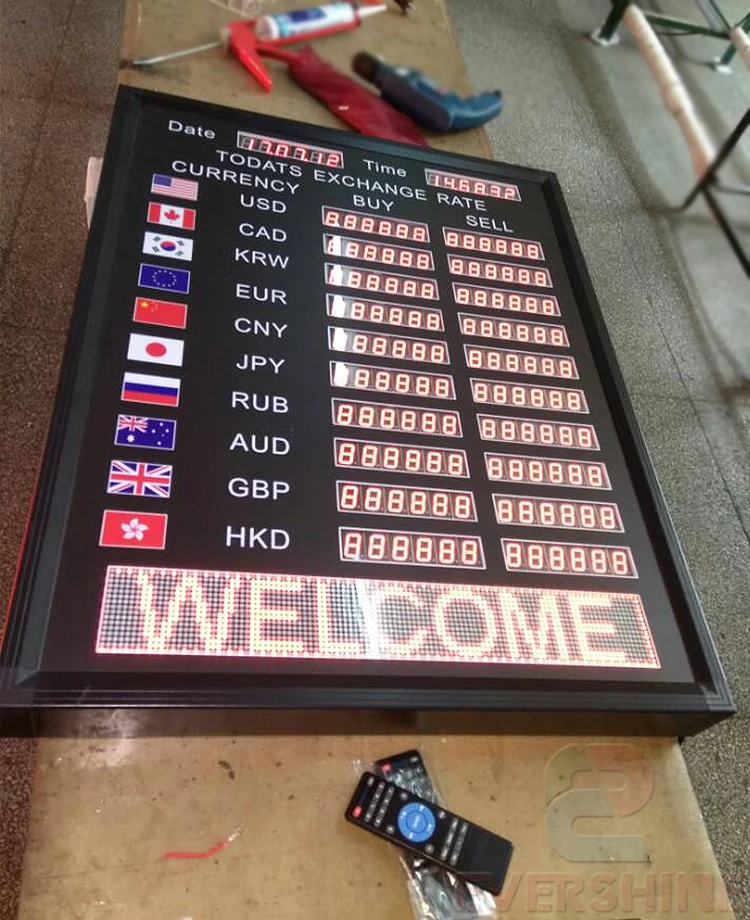 LED electronic display sign Multinational exchange rate dispaly led date and time panel bank Exchange rate board (7)