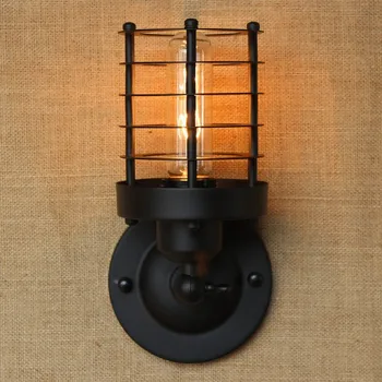 

American industry lampshade wall lamps Retro Vintage lamp-chimney Edison Light Bulb Fixture Cage