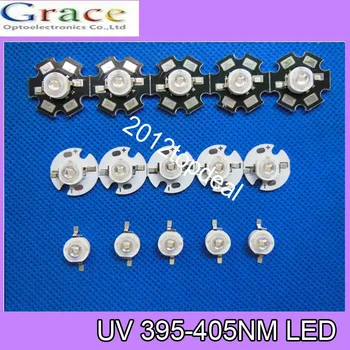 

HOT 50PCS 3W UV/Ultra Violet High Power LED Emitter 395-400NM with 20mm Star Platine Heatsink #F