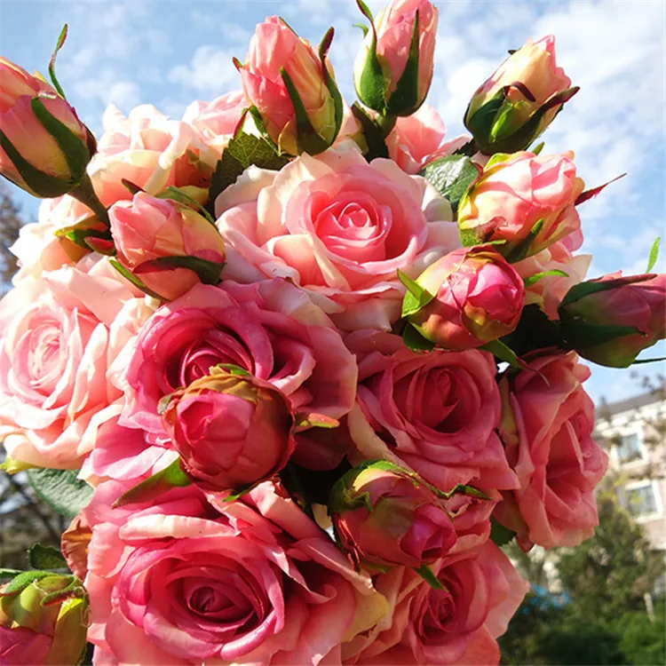 

Klonca Luxucy Silk Flower 47cm 1 Flower 1 Bud / Bundle Fake Rose Flower Artificial Wedding Home Decoration Gift