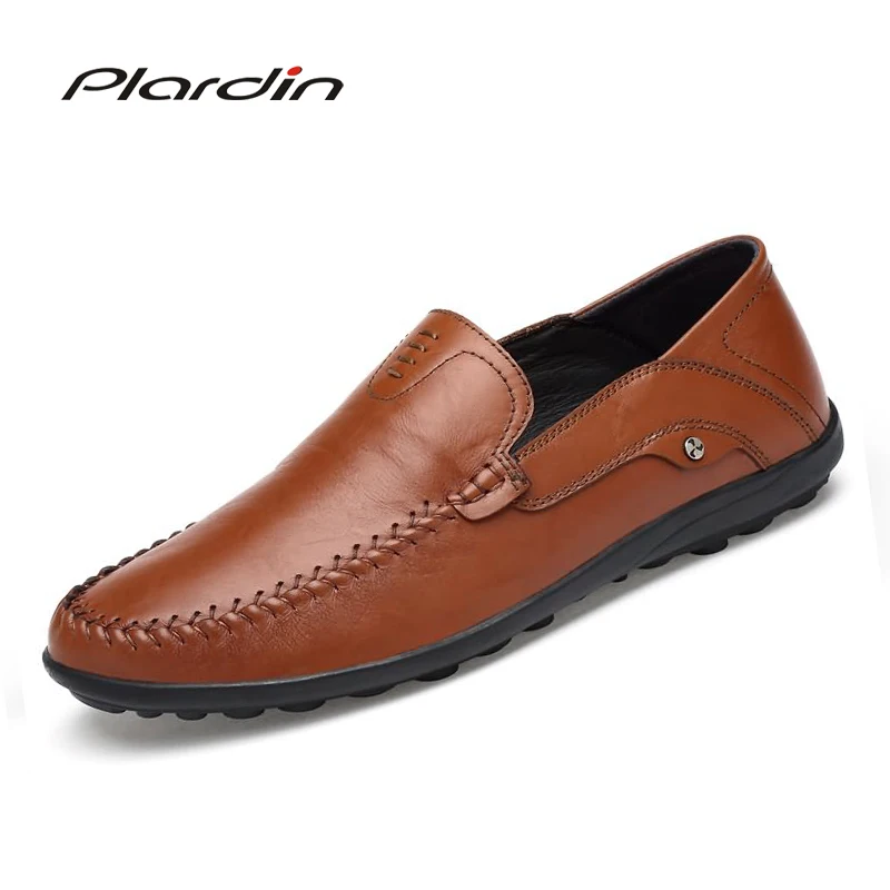 Plardin 2017 Four seasons Fashion Man Split Leather soft Comfortable Dress Casual Metal Decoration Sewing Leather