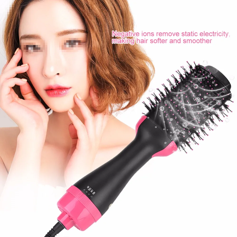 Anion Infrared Hair Dryer Brush Rotating Hair Blow Massager Curling Straightening Detangling