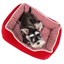 Stripe Square Kennel Warm Cozy Soft Winter Spring Cat Dog House Removable Cushions Puppy Nest Blue Red Fashion Free Shipping