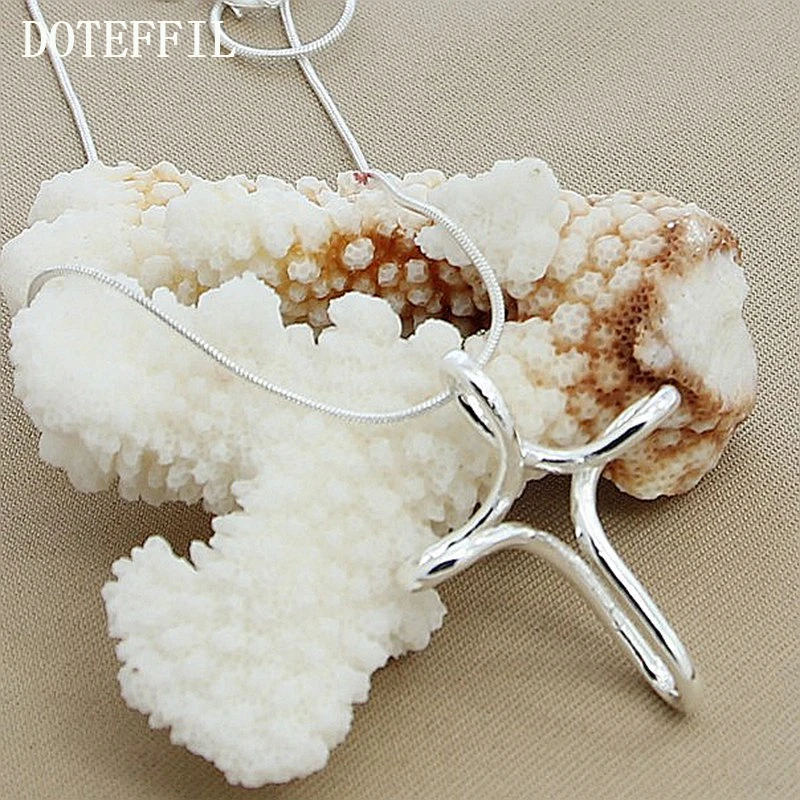 DOTEFFIL 925 Sterling Silver Cross Pendant Necklace 18/20/22/24 Inch Snake Chain For Woman Fashion Wedding Engagement Jewelry - Image 5