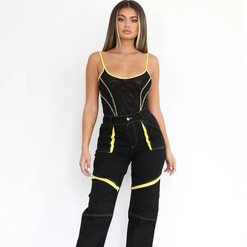 

Sexy Off Shoulder Striped Sleeveless Mesh Strapless Women Club Bodysuit