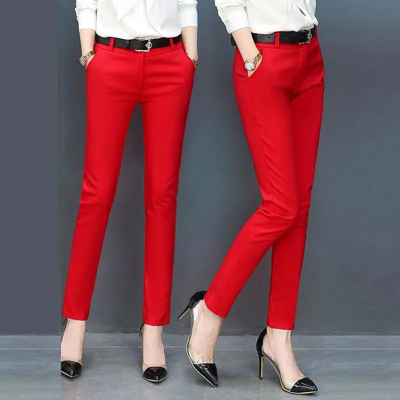 

Women Slim Elastic 95% Cotton pencil pants 2019 Autumn Casual office wear Elegant Business leggings Female trousers Suit pants