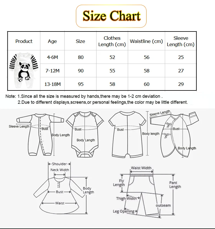 panda baby romper long sleeve o-neck