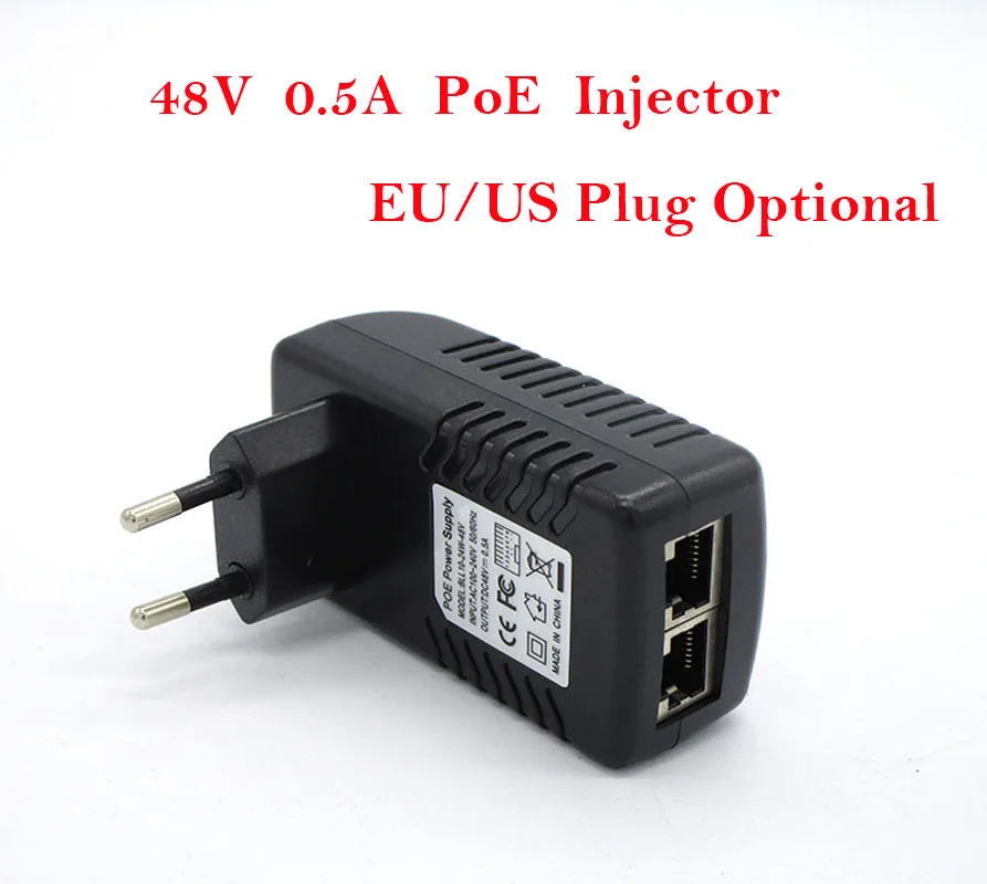 48 в 0 5 А Инжектор PoE 24 Вт EU US Plug дополнительный адаптер Ethernet блок питания для IP