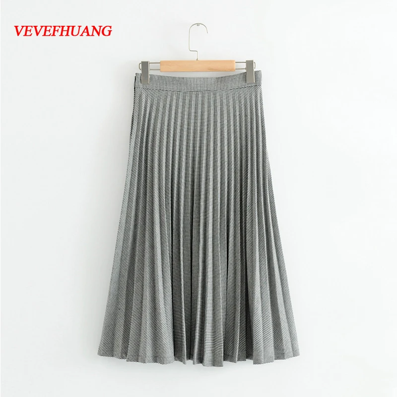 Модные юбки черный, белый цвет в полоску Высокая талия плиссированные Flare Повседневное Атлас элегантные вечерние империи одежда Bodycon дамы Vestidos